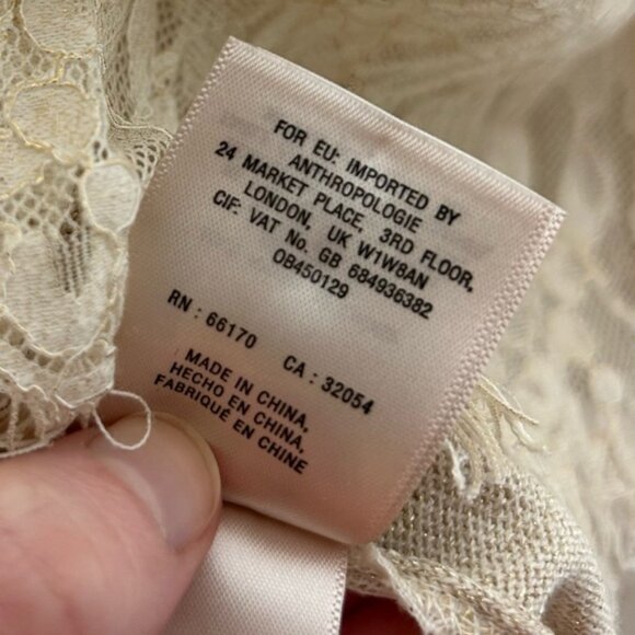 Anthropologie Knitted & Knotted Afterword Cardigan Sweater Beige Metallic Lace - Picture 12 of 16